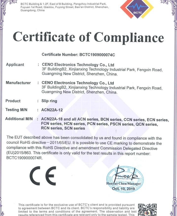 Chiny CENO Electronics Technology Co.,Ltd Certyfikaty